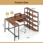 LIVSK L-vormig computertafel - Oplaadstation met USB en type, Verzenden, Nieuw