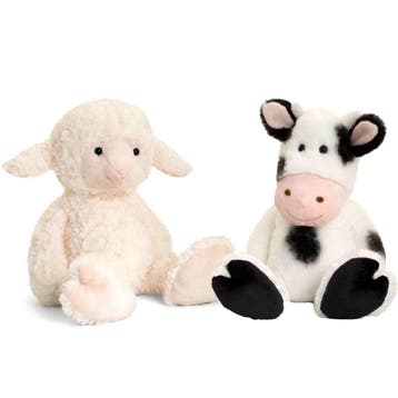 Lammetje en koe knuffel - pluche - 18 cm, Verzenden, Nieuw