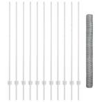 vidaXL Hek met Paal Zilverkleurig, Tuin en Terras, Schuttingen, Verzenden, Nieuw, IJzer