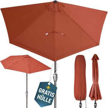 Halve Parasol Terracotta UV-bescherming 80+ (Tuin en Terras), Verzenden, Nieuw