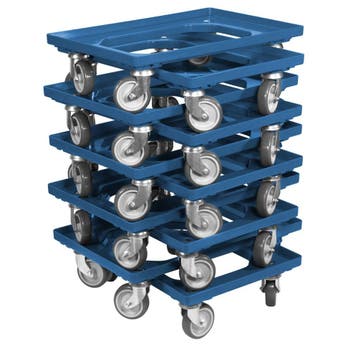 Dolly 60x40x15 blauw met 4 rubberen zwenkwielen, nieuw - Set, Ophalen of Verzenden