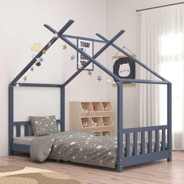 vidaXL Kinderbedframe massief grenenhout grijs 90x200 cm, Verzenden, Nieuw