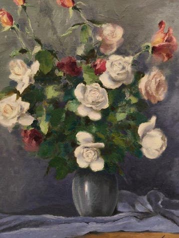 Escuela Impresionista Europea (XX) - Flores en Azul