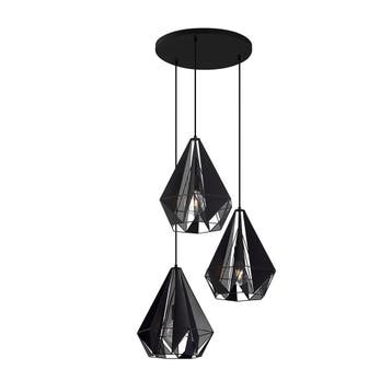 Industriële hanglamp zwart met mesh 3-lichts - Carcass, Verzenden, Nieuw, Industrieel