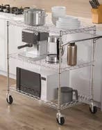 Metalen serveerwagen 3 lagen met wielen en 6 ophanghaken, Verzenden, Nieuw