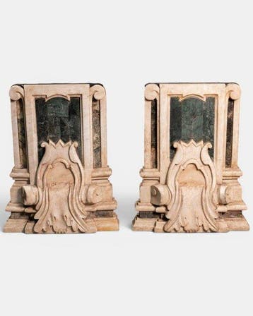 sculptuur, Coppia di basi antiche in marmo - 77 cm - Marmer