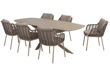 Taste Puglia/Prado 6-persoons Deens ovale tuinset 240x105, Verzenden, Nieuw, Rvs, Tuinset
