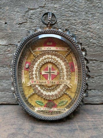 Reliekhouder - Zilver, Glas, Textiel - 1750-1800 - Heilige