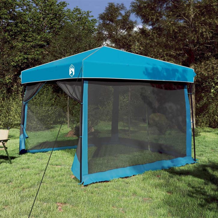 vidaXL Camping Tent Set met dak met opslag 2 pcs Blauw, Caravans en Kamperen, Tenten, Nieuw, Verzenden
