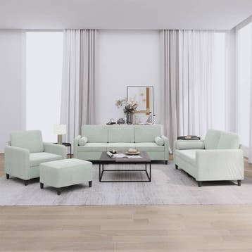 vidaXL 4-delige Loungeset met kussens fluweel lichtgrijs, Verzenden, Nieuw, Vierpersoons of meer, Stof