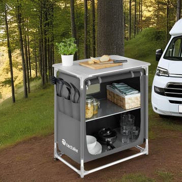 Aluminium kampeerkeuken 76 x 53,5 x 107 cm - grijs, Caravans en Kamperen, Kampeeraccessoires, Verzenden, Nieuw