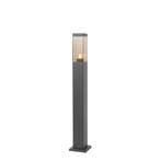 Moderne buitenlamp paal donkergrijs met smoke 80 cm - Malios, Tuin en Terras, Buitenverlichting, Verzenden, Nieuw