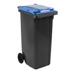 Afvalcontainer 140 liter grijs met blauw deksel, Kunststof, Nieuw, 40 liter of meer, Ophalen of Verzenden