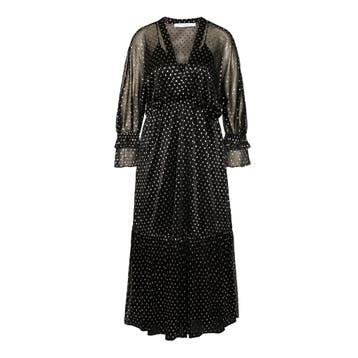 IRO • zwarte midi jurk Mawson • 34, Kleding | Dames, Verzenden, Zwart, Nieuw, Maat 34 (XS) of kleiner