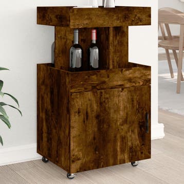 vidaXL Drankkar 50x41x89 cm bewerkt hout gerookt, Huis en Inrichting, Kasten | Buffetkasten, Verzenden, Nieuw, 50 tot 100 cm, Minder dan 100 cm