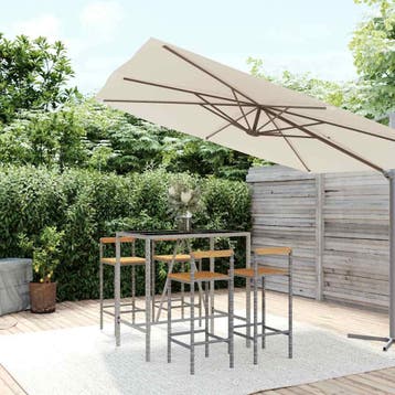 vidaXL 5-delige Tuinbarset poly rattan en massief acaciahout, Verzenden, Nieuw, 4 zitplaatsen