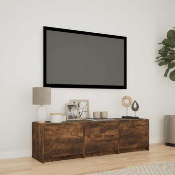 vidaXL TV-kast met LED 140 x 34 x 40 cm Gerookt eiken, Minder dan 50 cm, Verzenden, Nieuw, Minder dan 100 cm