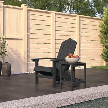 vidaXL Tuinstoel Adirondack met tafel HDPE antracietkleurig, Tuin en Terras, Tuinstoelen, Verzenden, Nieuw