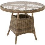 Tuintafel van aluminium en rotan met glazen blad 91 x 73,5 c, Verzenden, Nieuw