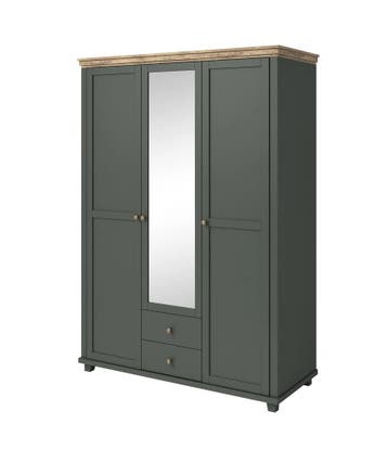 Kledingkast Elvas - Donkergroen - 3-Deurs incl. Spiegel, Verzenden, Nieuw