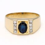 Ring - 18 karaat Geel goud - Diamant - Saffier, Sieraden, Tassen en Uiterlijk, Ringen, Nieuw