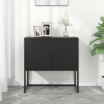 vidaXL Dressoir 75x35x75 cm staal zwart, Verzenden, Nieuw, 50 tot 100 cm, Metaal