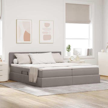 vidaXL Opslag bed met matras met opslag Taupe 180 x 200 cm, Huis en Inrichting, Slaapkamer | Bedden, Verzenden, Nieuw