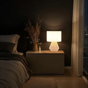 Tafellamp Lignea Lux van jute in boho-stijl, 60W - natuur, Verzenden, Nieuw
