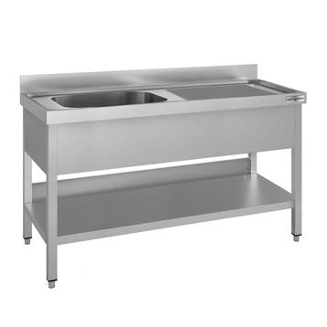 GGM Gastro | RVS spoeltafel ECO - 1600x700mm - met onderblad, Verzenden, Nieuw in verpakking, RVS Meubilair