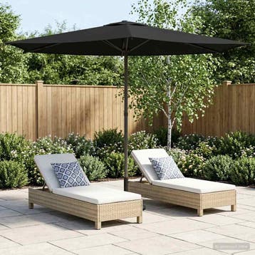 vidaXL Tuinparasol Rechthoekig 2,7 x 2,7 m Polyester Zwart, Verzenden, Nieuw, 2 tot 3 meter