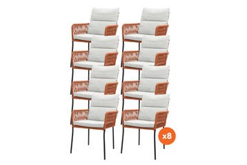 Set van 8 - Teresa dining tuinstoel Rope - Terra, Verzenden, Nieuw, Overige materialen