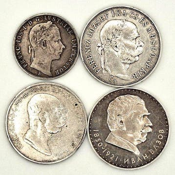 Oostenrijk, Hongarije, Bulgarije. Lot de 4 monnaies en