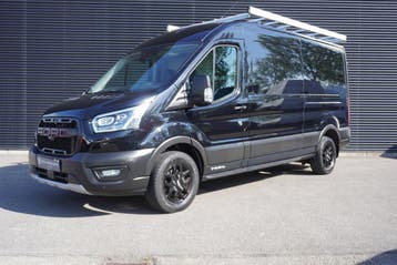 Ford Transit 170pk L3H2 Trail Raptor Trekhaak Apple carplay, Airconditioning, Gebruikt, Zwart, Leder