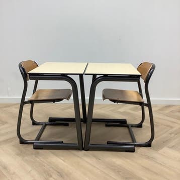 complete schoolset Ahrend 10 stoelen + 10 tafels, Antraciet, Ophalen of Verzenden, Gebruikt, Hout