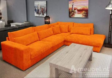 Hoekbank Ijsselstein - hoekbanken - Oranje, Huis en Inrichting, Nieuw, 150 cm of meer, Stof, 250 tot 300 cm