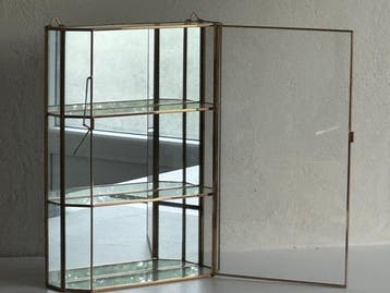 Hollywood Regency Stijl - Vitrinekast - Glas, Messing,