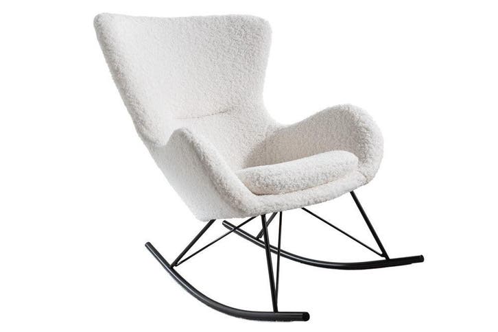 Schommelstoel SCANDINAVIA SWING bouclé wit - 43139, Huis en Inrichting, Stoelen, Ophalen of Verzenden