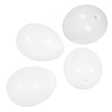 Witte plastic paaseieren 4 stuks 10 cm - Paasdecoratie, Ophalen of Verzenden, Nieuw