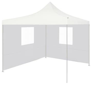vidaXL Partytent met 2 zijwanden inklapbaar 3x3 m staal wit, Verzenden, Nieuw, Partytent