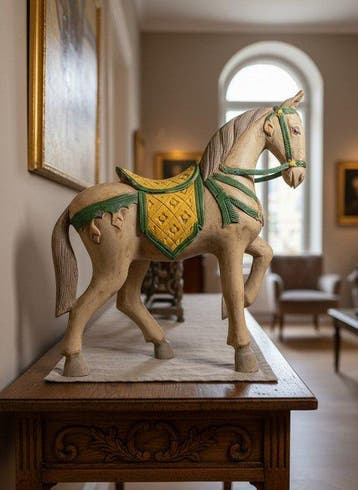 sculptuur, Handcarved Hardwood Horse - 47 cm - Hout