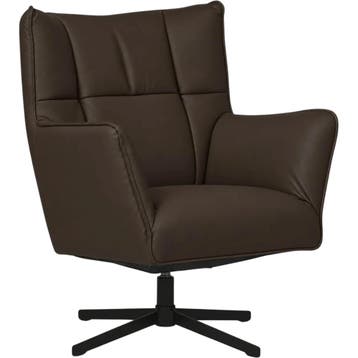 Leren draaifauteuil Lovely - Toledo Espresso (bruin), Nieuw, Ophalen of Verzenden, 75 tot 100 cm, Eigentijds, Modern, Retro, Vintage