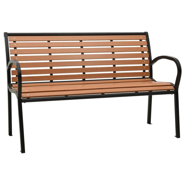 vidaXL Tuinbank 116 cm staal en HKC zwart en bruin, Tuin en Terras, Tuinbanken, Nieuw, Verzenden