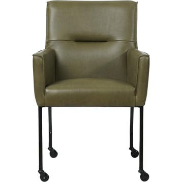 Leren eetkamerstoel met wieltjes en armleuning Lucky -, Huis en Inrichting, Stoelen, Overige kleuren, Bohemian, Industrieel, Modern, Scandinavisch