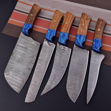 Keukenmes - Chefs knife - Gevouwen staal, hout en Pakka