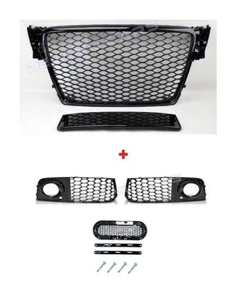 RS4 Look Front Grill Black Edition + Mistlamp Roosters voor, Ophalen of Verzenden