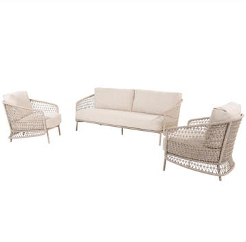 Puccini stoel bank loungeset 3 delig rope latte 4 Seasons, Ophalen of Verzenden, Nieuw