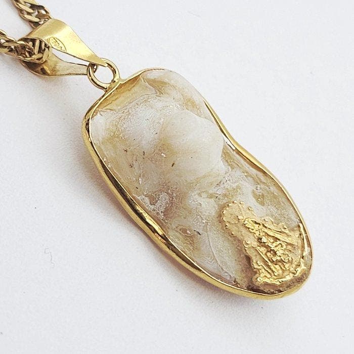 Ketting met hanger - 18 karaat Geel goud - Bot van Corvina, Sieraden, Tassen en Uiterlijk, Antieke sieraden