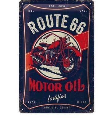 Route 66 motor oil reclamebord, Verzenden, Nieuw