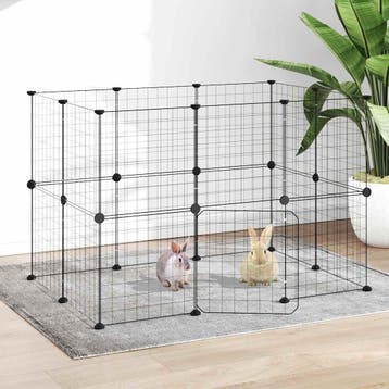 vidaXL Huisdierenkooi met deur 20 panelen 105x70x70 cm staal, Verzenden, Nieuw