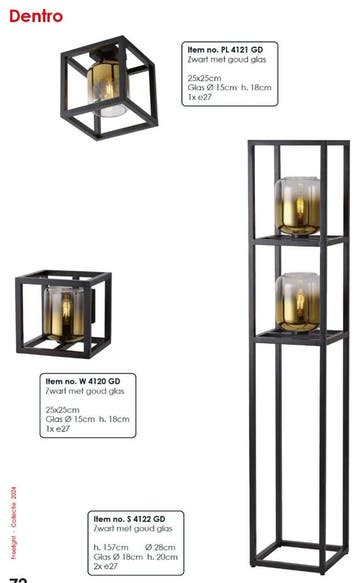 Freelight vloerlamp Dentro S4122GD Sale, Ophalen, Overige materialen, 100 tot 150 cm, Nieuw